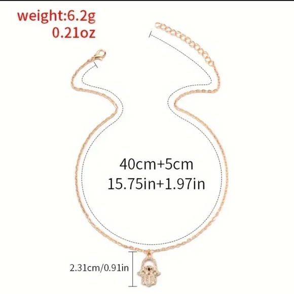 🔥 Golden Hamsa Hand Necklace 🔥 - Picture 3 of 3
